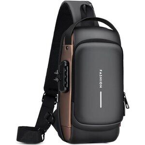 Sling Bag for Men Anti-theft Crossbody Bag PU Leather Crossbody Shoulder Bag‎